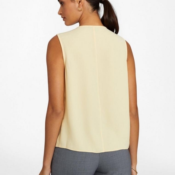 NWT Brooks Brothers Ruffled crepe blouse in buttercup yellow size 6 - Picture 4 of 17